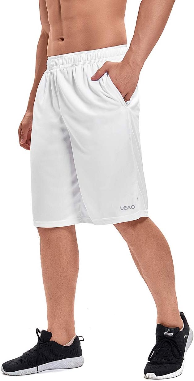 LEAO Men's Basketball Shorts with Zipper Pockets Quick Dry Loose-fit Sports Workout Running Shorts - Image 3