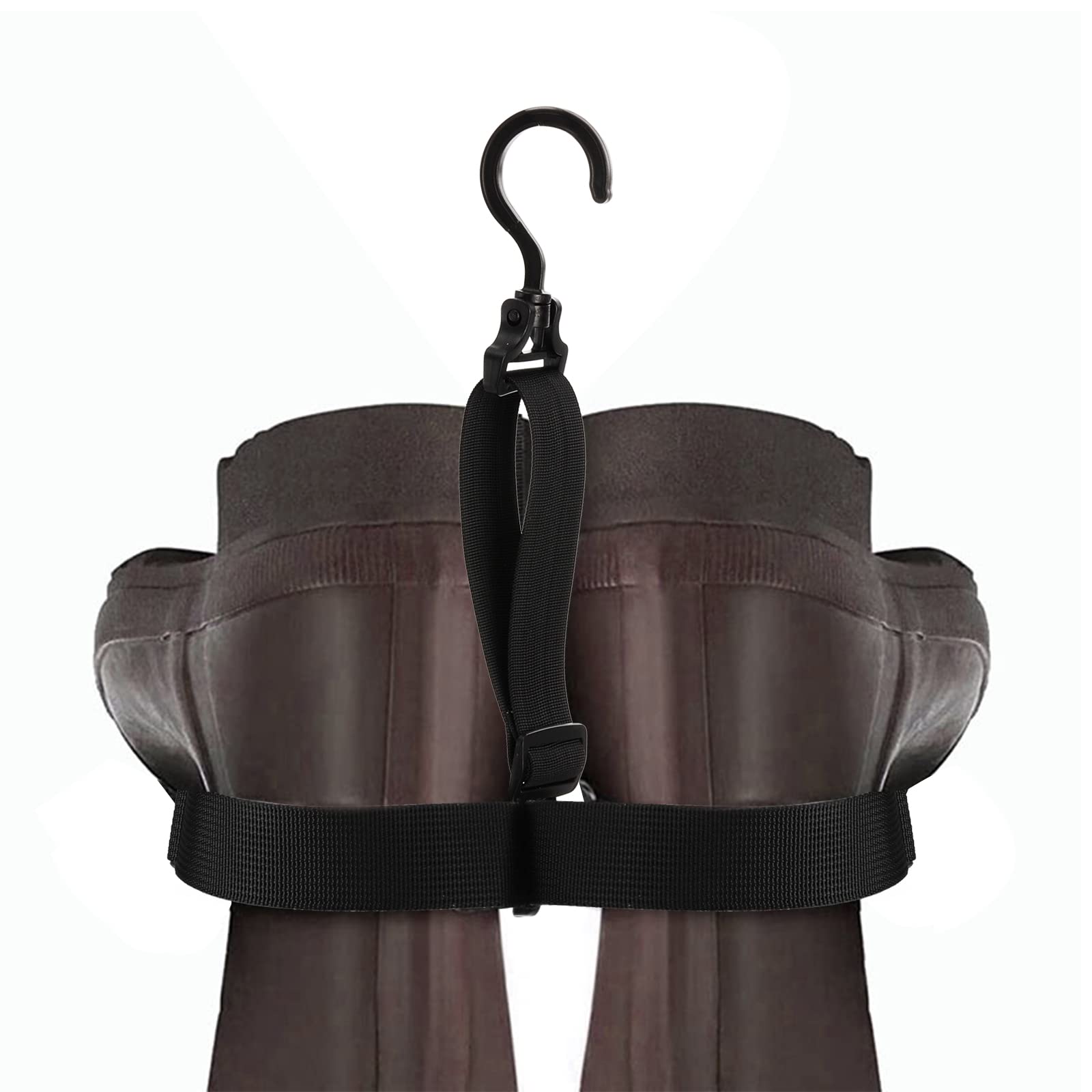 ZENFUN Lot de 4 cintres pour bottes de pêche avec sangle réglable, noir