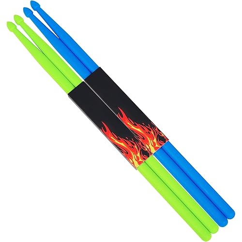 2 Pairs 5A Nylon Drumsticks for Adults Kids Light Durable Plastic Drum Sticks Set with Non-Slip Handles Professional Musical Instrument Percussion Accessories