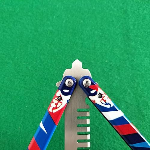 Miniatura 5 de Peine de mariposa de impresión en color 3D, estilo táctico de acero inoxidable plegable mariposa-abierto (azul)