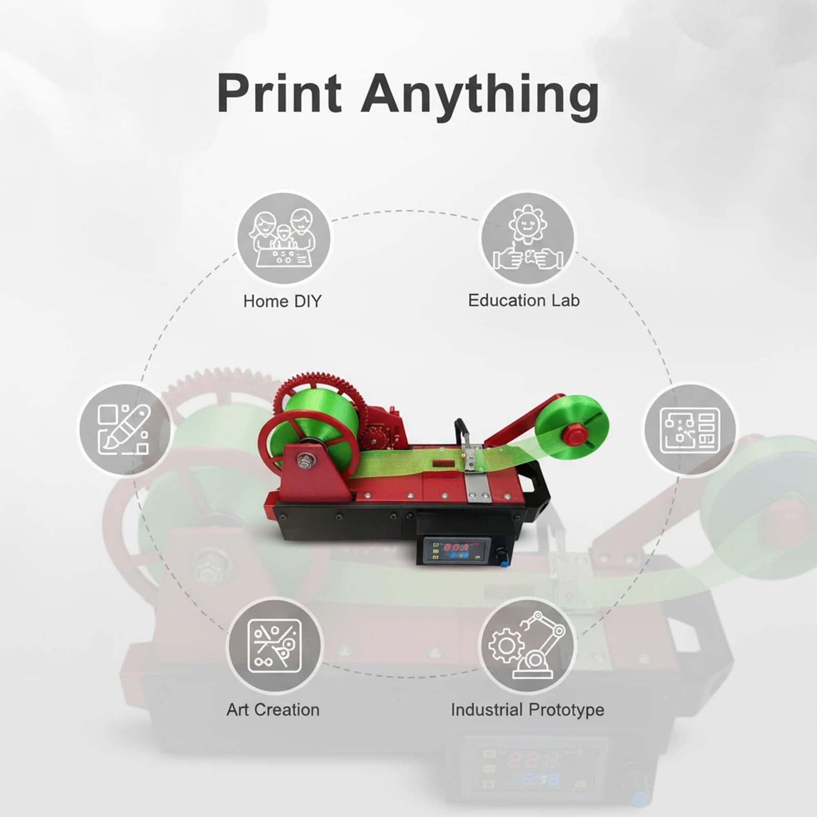 Stacjonarna drukarka 3D z ekstruderem filamentowym - Maszyna do recyklingu plastikowych butelek, wytwórca materiałów eksploatacyjnych do druku 3D z cyfrową kontrolą temperatury i mosiężną dyszą