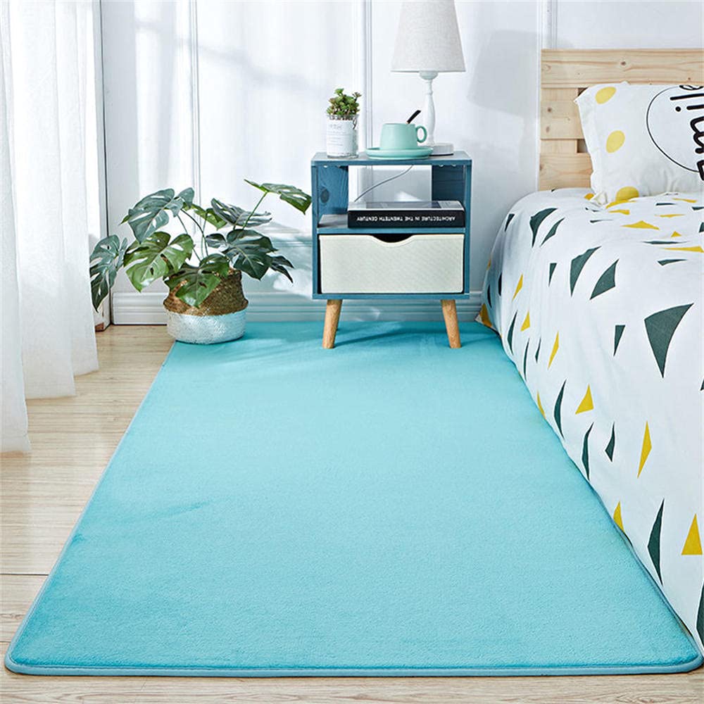 Tapis de salon turquoise LUNEZY doux et antidérapant pour chambre