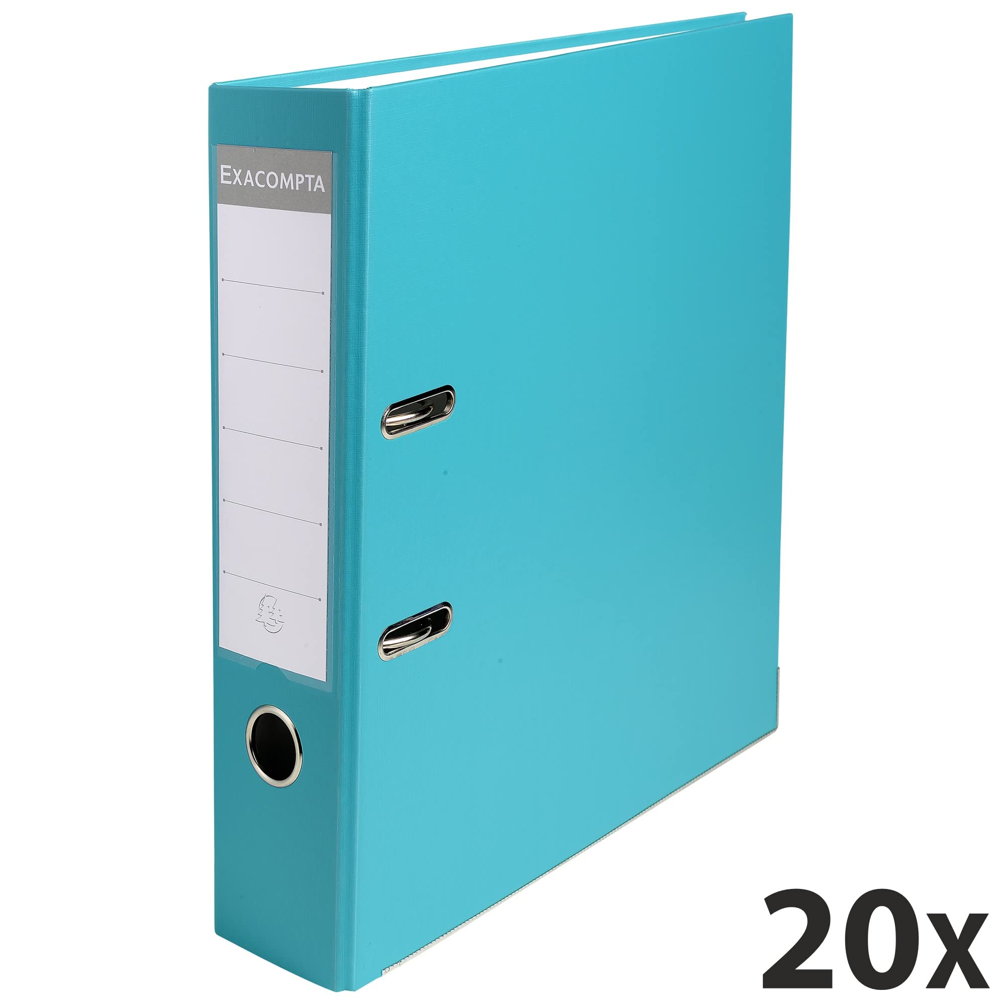 Exacompta - Réf. 918413B - Carton de 20 classeurs à levier A4 - Dos 75 mm - Mécanique 80 mm - Dimensions extérieures : 31,8 x 28,4 x 8 cm - Format à classer A4 - Coloris : Vert clair