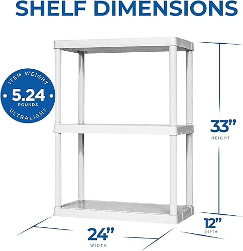 Miniatura 7 de Gracious Living Knect-A-Shelf - Sistema organizador de 3 estantes para el hogar, garaje, sótano y lavandería, color blanco