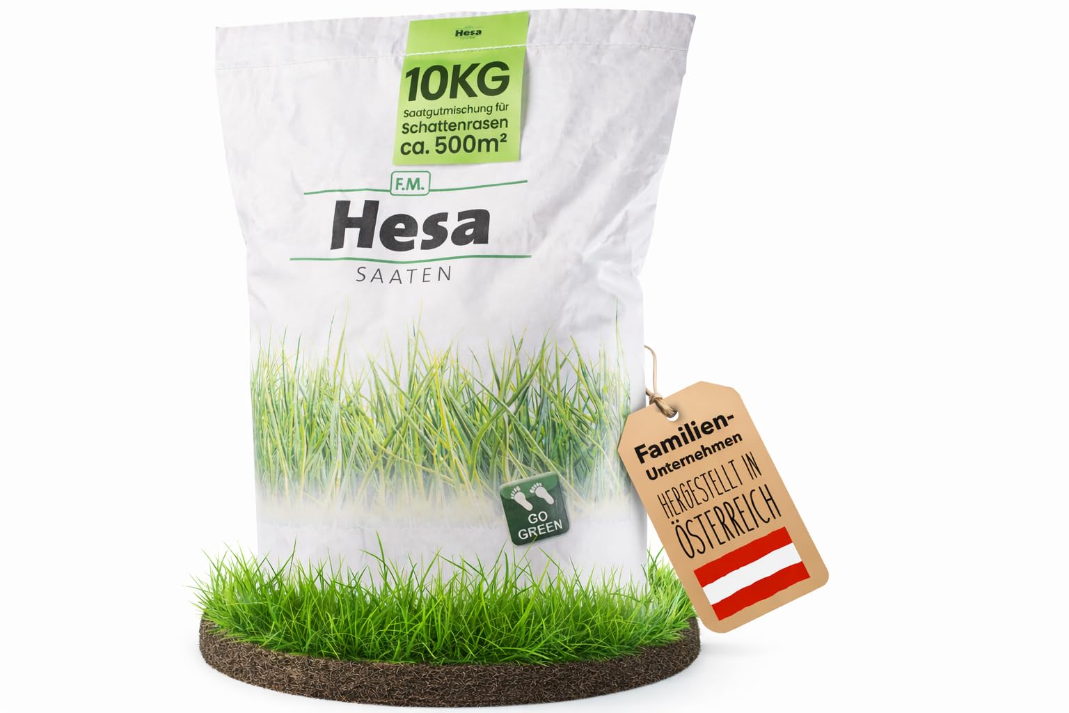 Hesa RSM 7.4 Graines de gazon ombragé, 10 kg pour environ 500 m², graines de gazon de qualité professionnelle pour l'ombre et la mi-ombre, graines de gazon pour surfaces ombragées et post-semis
