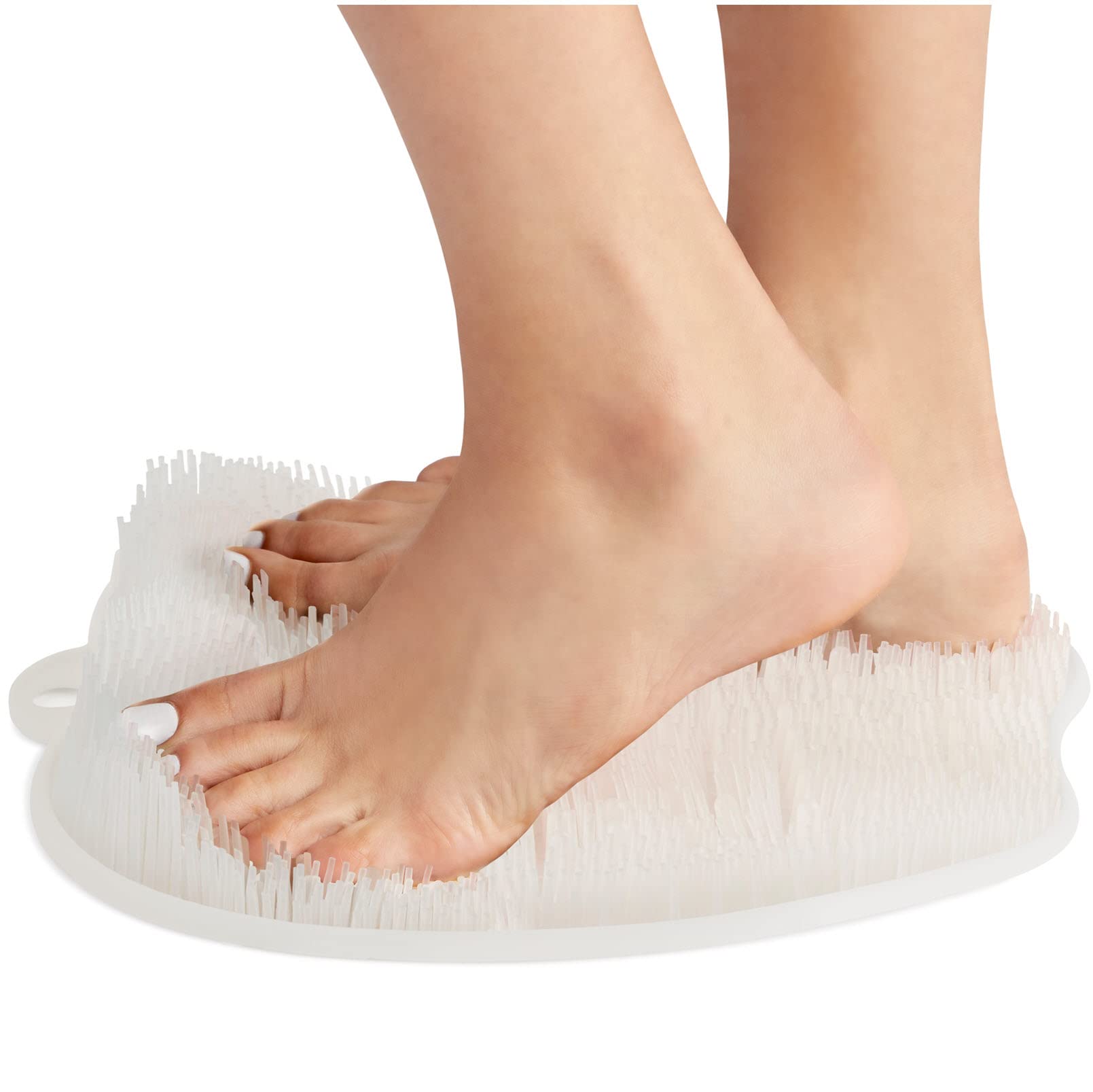 Foot Scrubber for Use in Shower - Foot Cleaner & Shower Foot Massager by Love Lori - Foot Care For Men & Women to Improve Circulation, Soothe Achy Feet & Reduce Pain - Non Slip w/ Suction Cups (Clear)