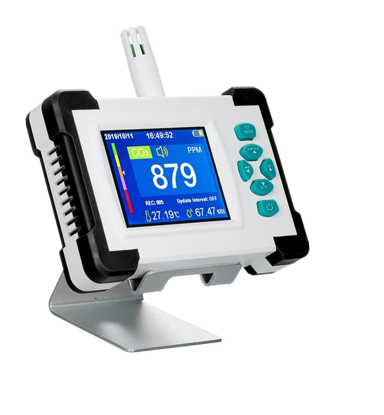 Monitor jakości powietrza, Monitor ści powietrza przenośny analizator gazów CO2 Hcho Pm2.5 Tvoc Wilgotność Miernik cząstek pyłu dla domu, biura