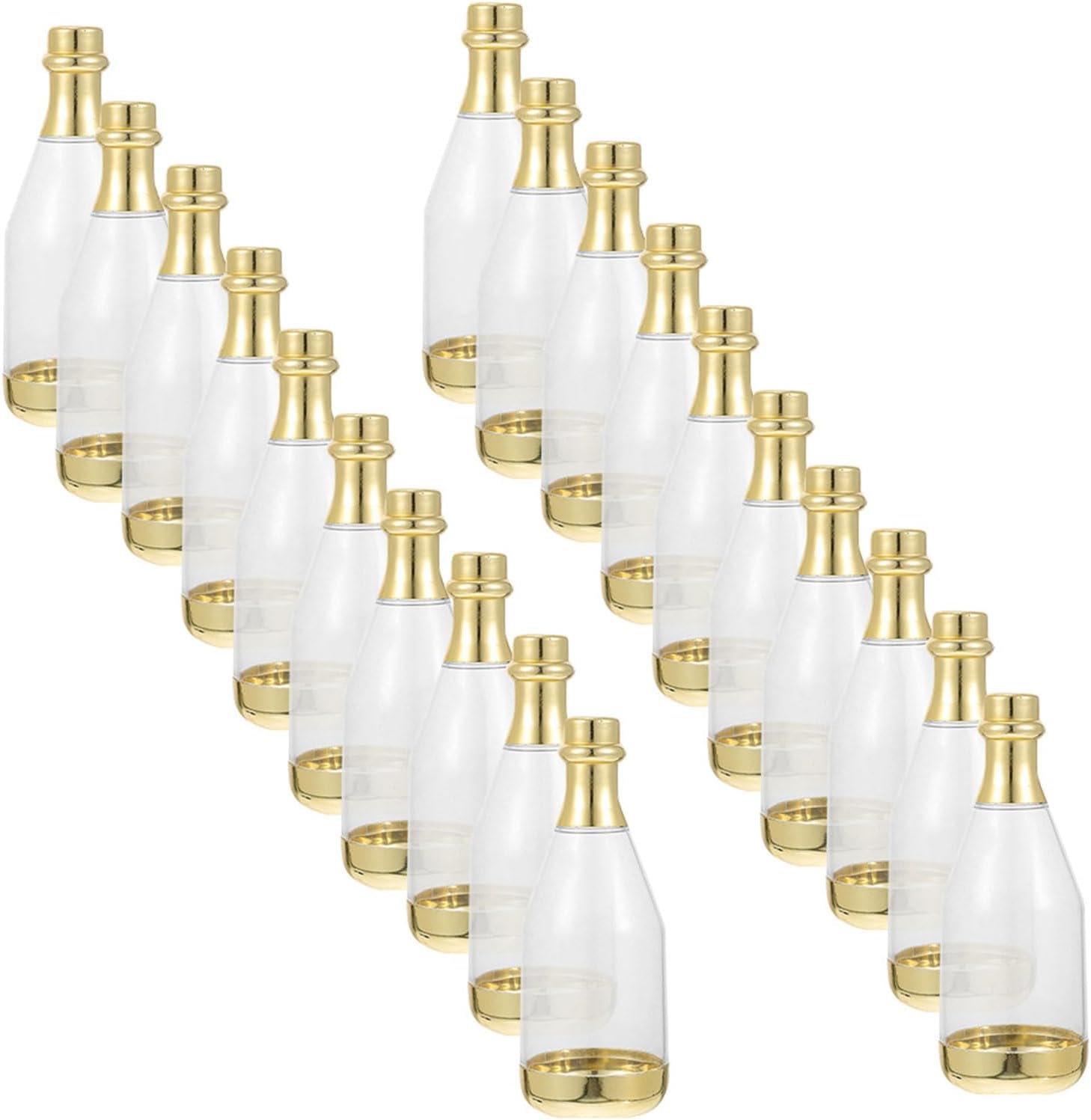 LUOZZY 50pcs Mini Champagne Bottle Candy Containers Plastic Favor Jars for Wedding Bridal Baby Shower Birthday Party Decorations