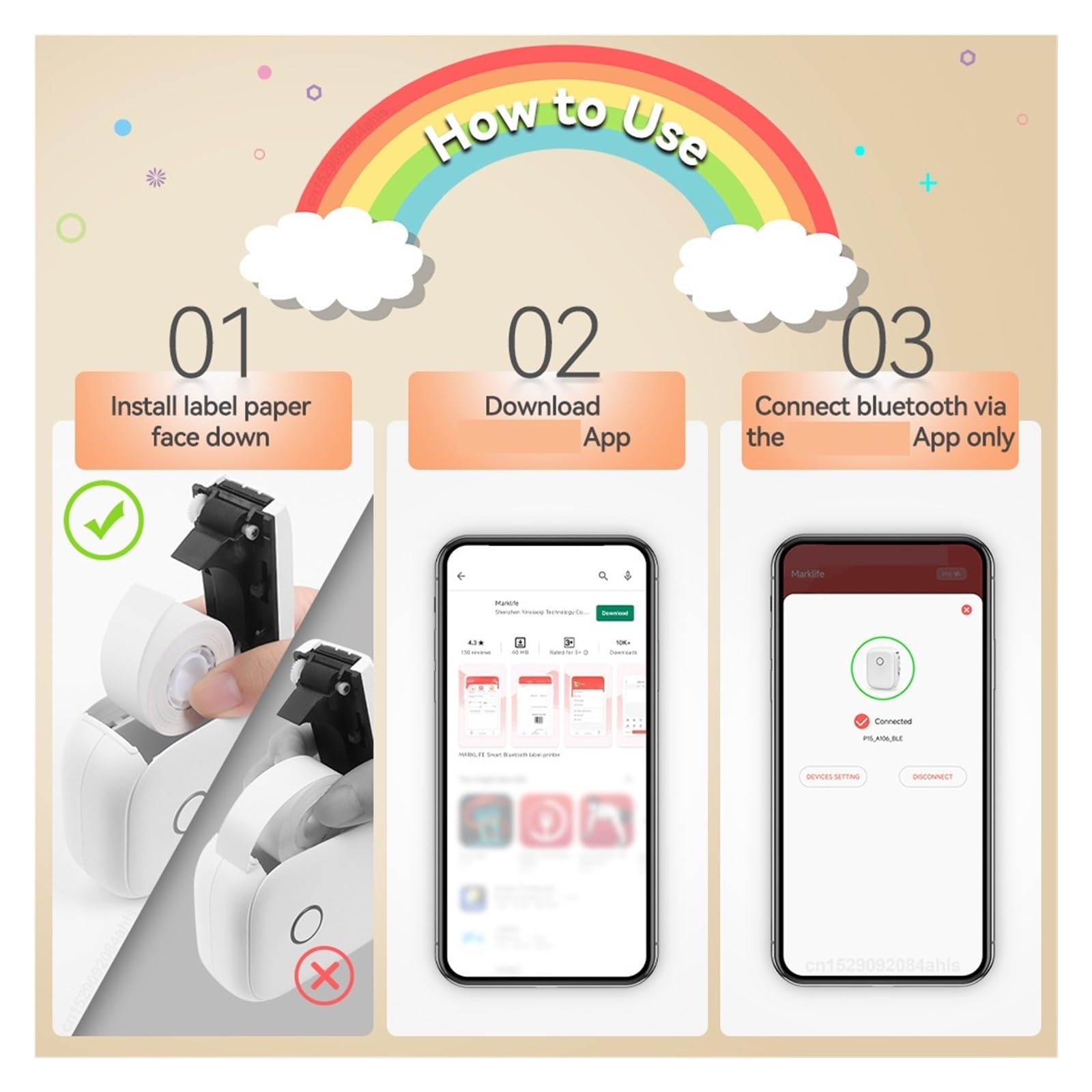 P12 Bezprzewodowa Termiczna Drukarka Etykiet Bluetooth Przenośna Samoprzylepna Kieszonkowa Mini Drukarka Etykiet Z Ciągłą Taśmą Etykietową Wyraźne Drukowanie(Printer Set 2)