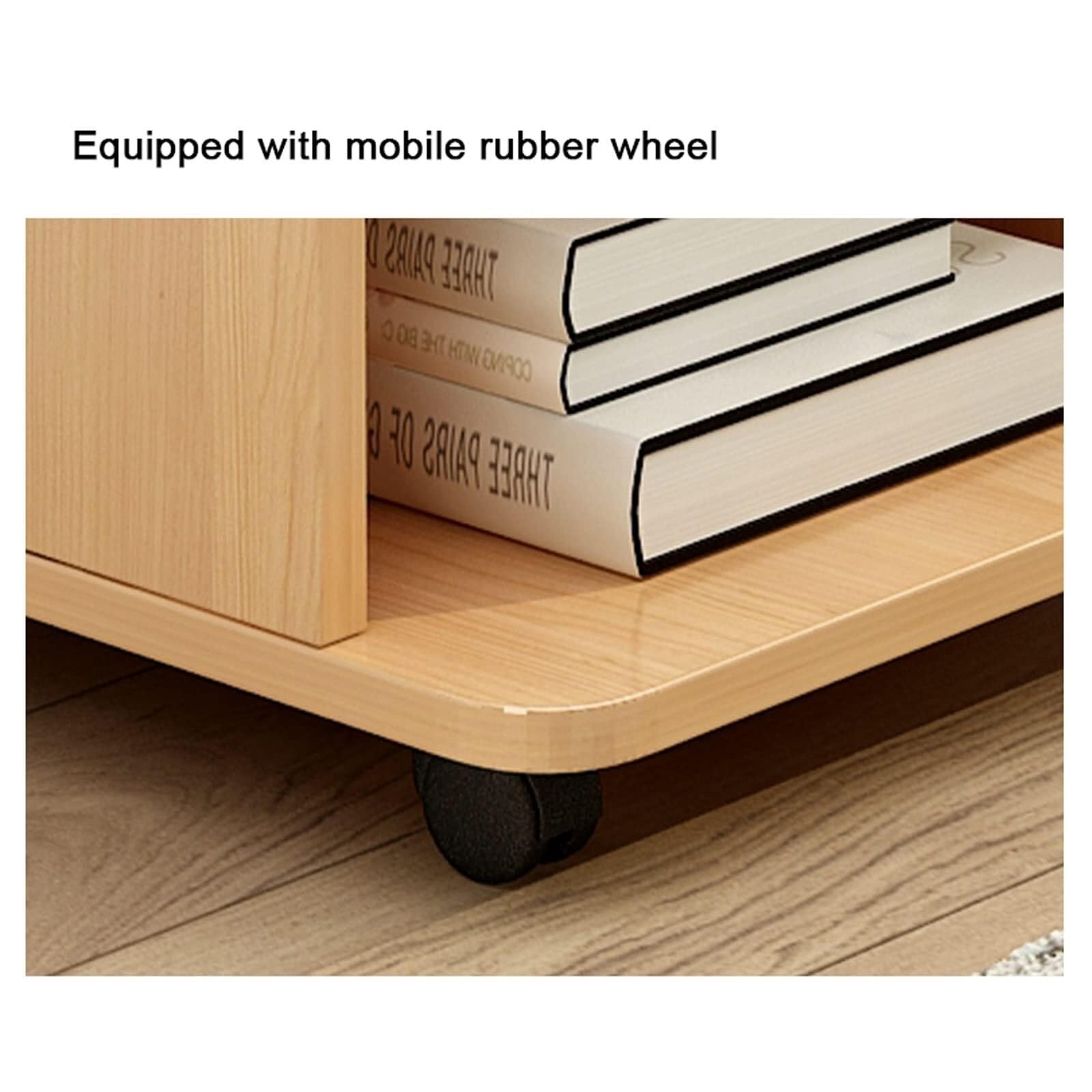 Soporte para impresora de escritorio con ruedas, carrito de impresora láser móvil con almacenamiento abierto, organizador de archivos de papel de oficina de madera, gabinete de archivos para estante