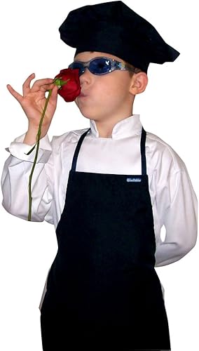 Miniatura 3 de CHEFSKIN Conjunto de delantal y sombrero de chef negro de tela ultraligera, ajustable