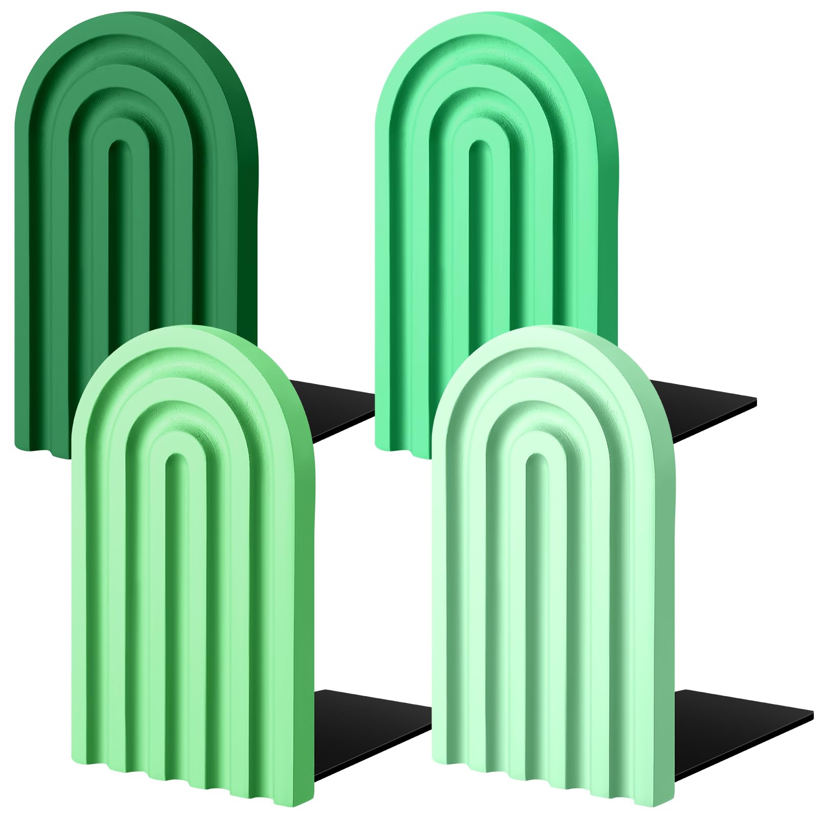 Harloon 4 Pcs Boho Arch Wooden Bookends, Decorative Rainbow Book Stoppers with Non-Slip Metal Base, 5x3x4 Inches, Cute Shelf Decor for Heavy Books,