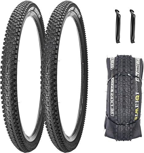 SIMEIQI Paquete de 1 o 2 neumáticos de bicicleta de 24"26"27.5"x1.95" con capa antipinchazos de 0.118 in para neumáticos de bicicleta de montaña con