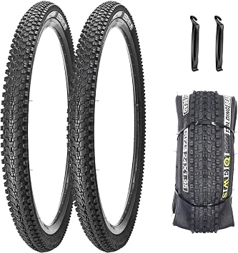 1 or 2 Pack 24"/26"/27.5"x1.95" Bike Tires with 3mm Anti-Puncture Layer for Mountain Bicycle Tyres with or Without 24"/26"/27.5"x1.75"/2.125" AV 32mm 2 Inner Tubes