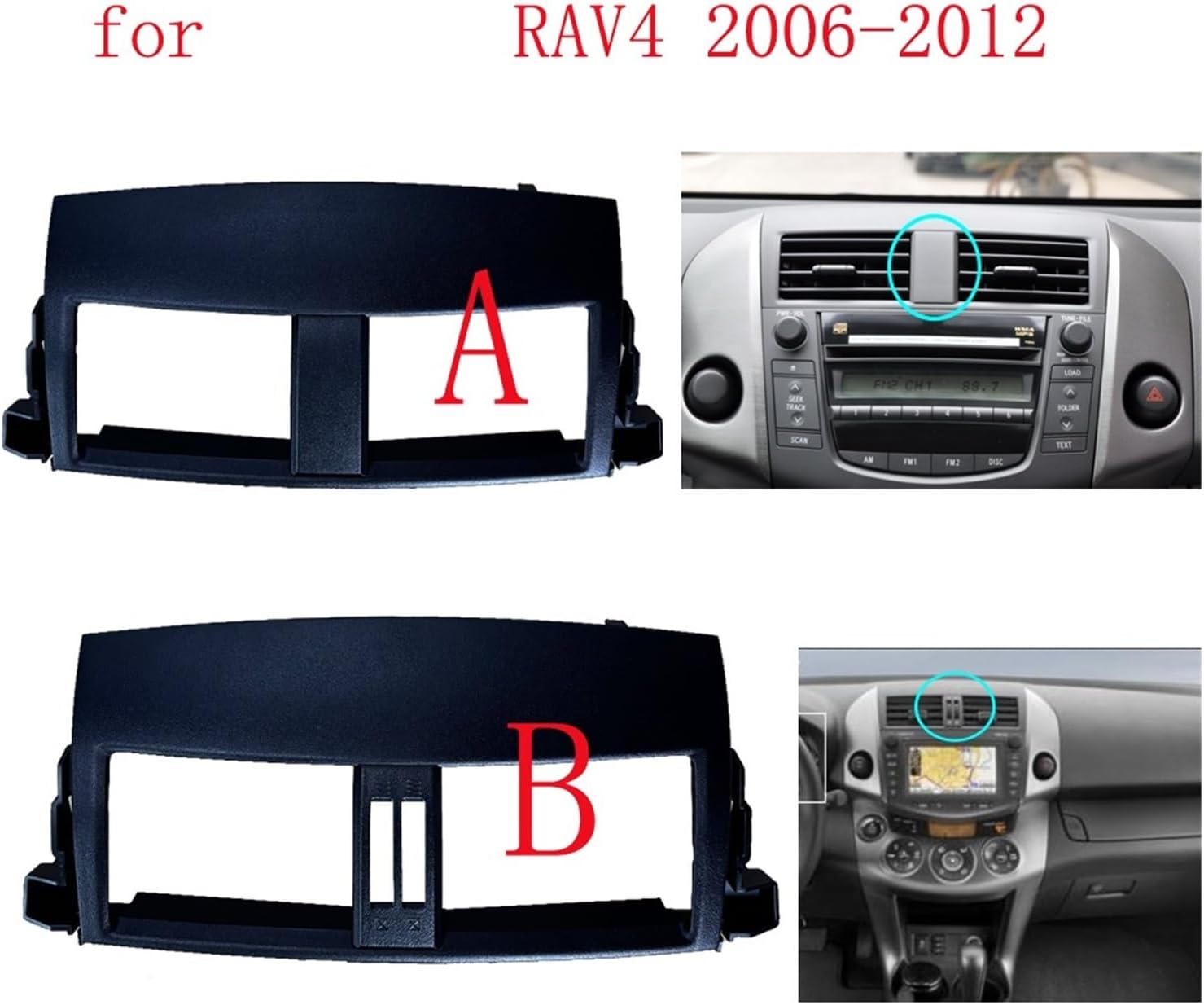 PETRELS Fit for Toyota Fit for RAV4 2006 2007 2008 2009 2010 2011 Center Dash A/C Outlet Air Vent Panel Air Outlet Cover Replacement Car air Vent Replacement(Panel Vent-Strip)