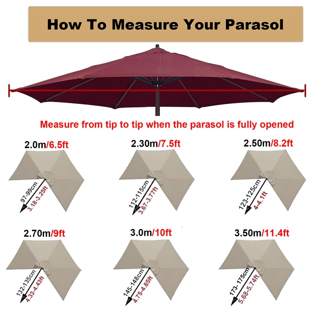 Parasol Canopy Cover Replacement Cloth, Umbrella Replacement Top Shade Cover, Patio Umbrella Fabric Canopy Cover Protect Your Skin From The Sun(Top color,8 ribs-350cm/11.4ft)