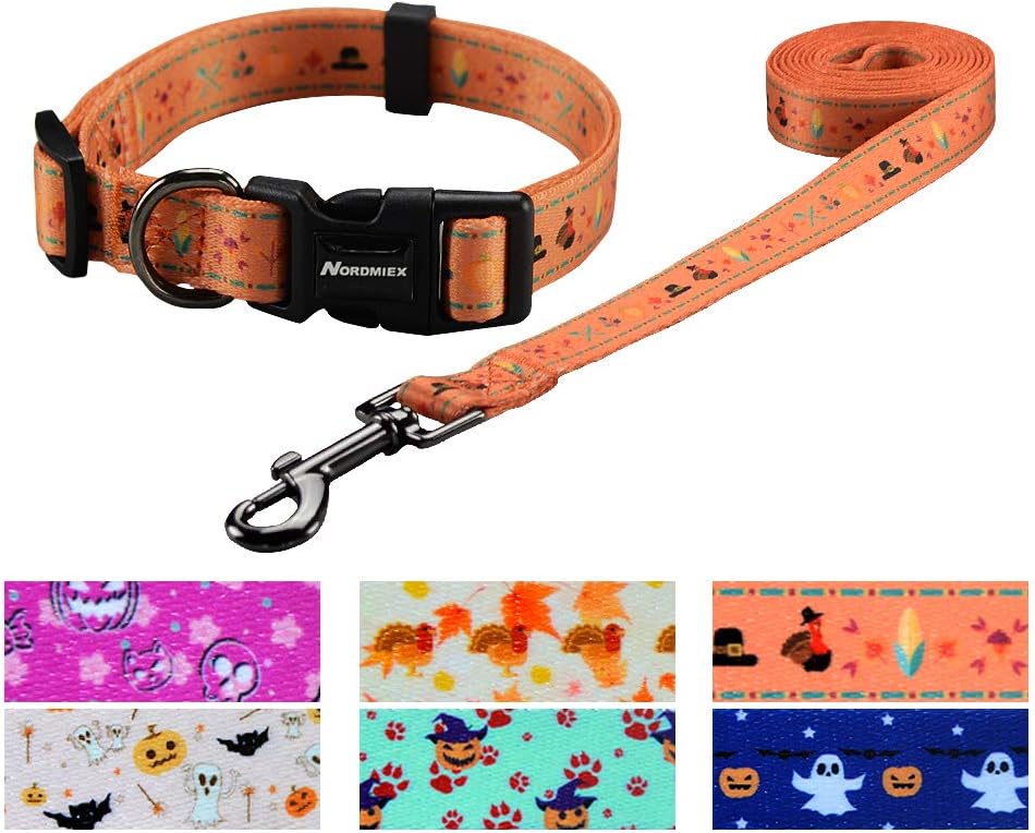 Nordmiex Pet Collar & Leash Set - Adjustable Pet Collar with Matching Leash, Exquisite Printing Floral Dog Collar & Leash Combo with…