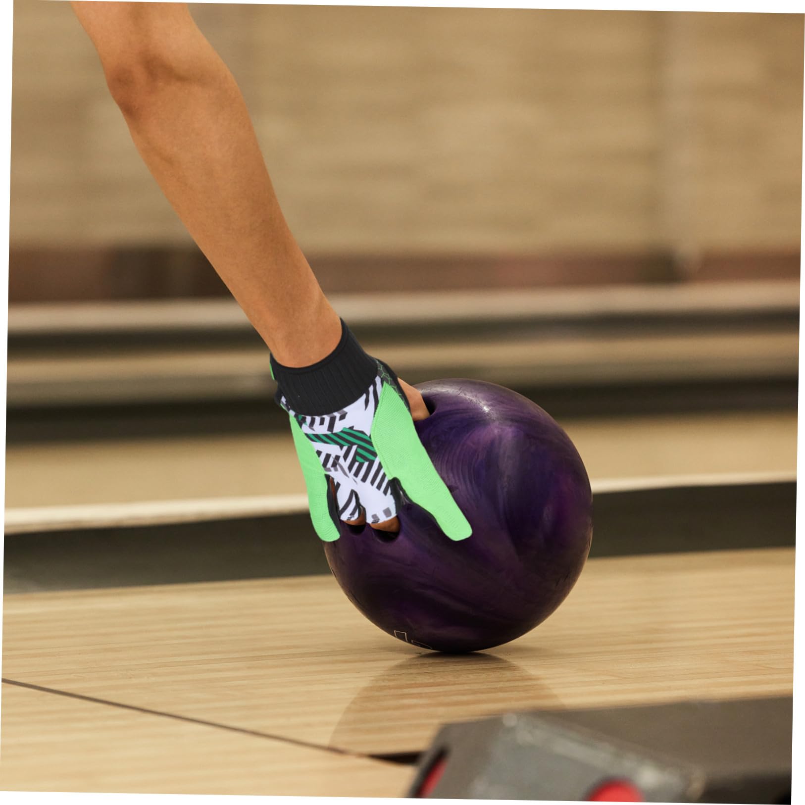Moufles de Bowling Professionnels Ajustement Élastique en Silicone Vert Antidérapants et Respirants Taille L pour Sports de Bowling