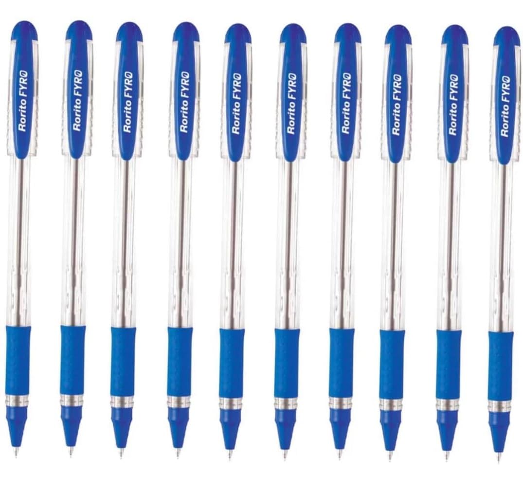 Rorito Fyro Ballpoint Pens, 0.7 mm Meta Tip, Set of 40, Waterproof ink Blue Ball Pen