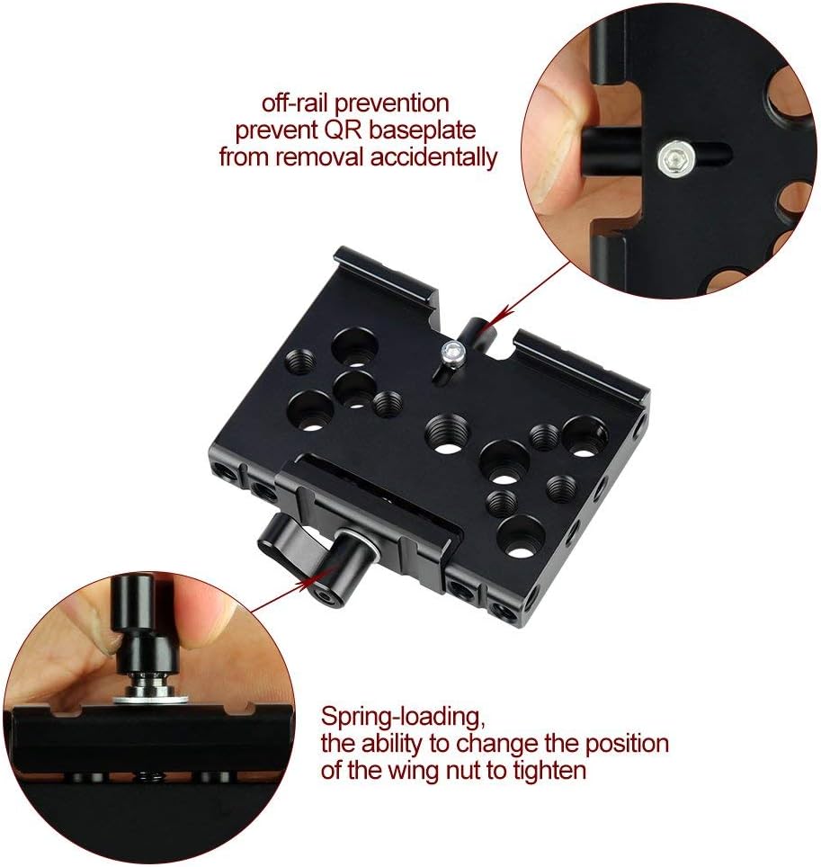 NICEYRIG Quick Release Base Plate Compatible with Manfrotto 577, 501, 504, 701 for DSLR Camera 15mm Rail Support System - Image 4