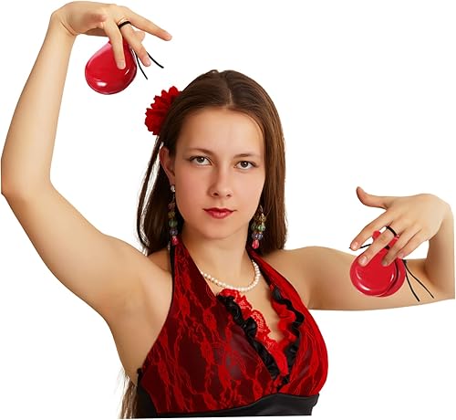Miniatura 5 de Castañuelas para 2 pares de castañuelas de madera, ruidos, castañuelas de madera, instrumento musical de orff, instrumentos musicales para niños,