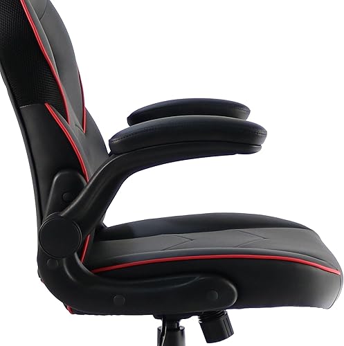 Miniatura 8 de SpawnSafe - Silla para videojuegos, altura ajustable, reposabrazos abatibles, giro de 360, negrorojo