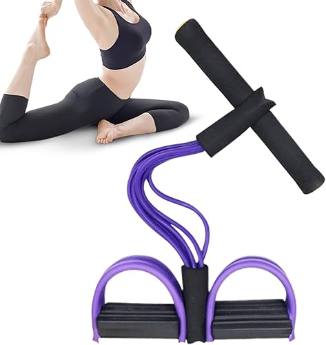 Miniatura 9 de Banda de resistencia para pies, banda elástica de resistencia de ejercicio de 6 tubos, entrenamiento de estiramiento de yoga para principiantes,