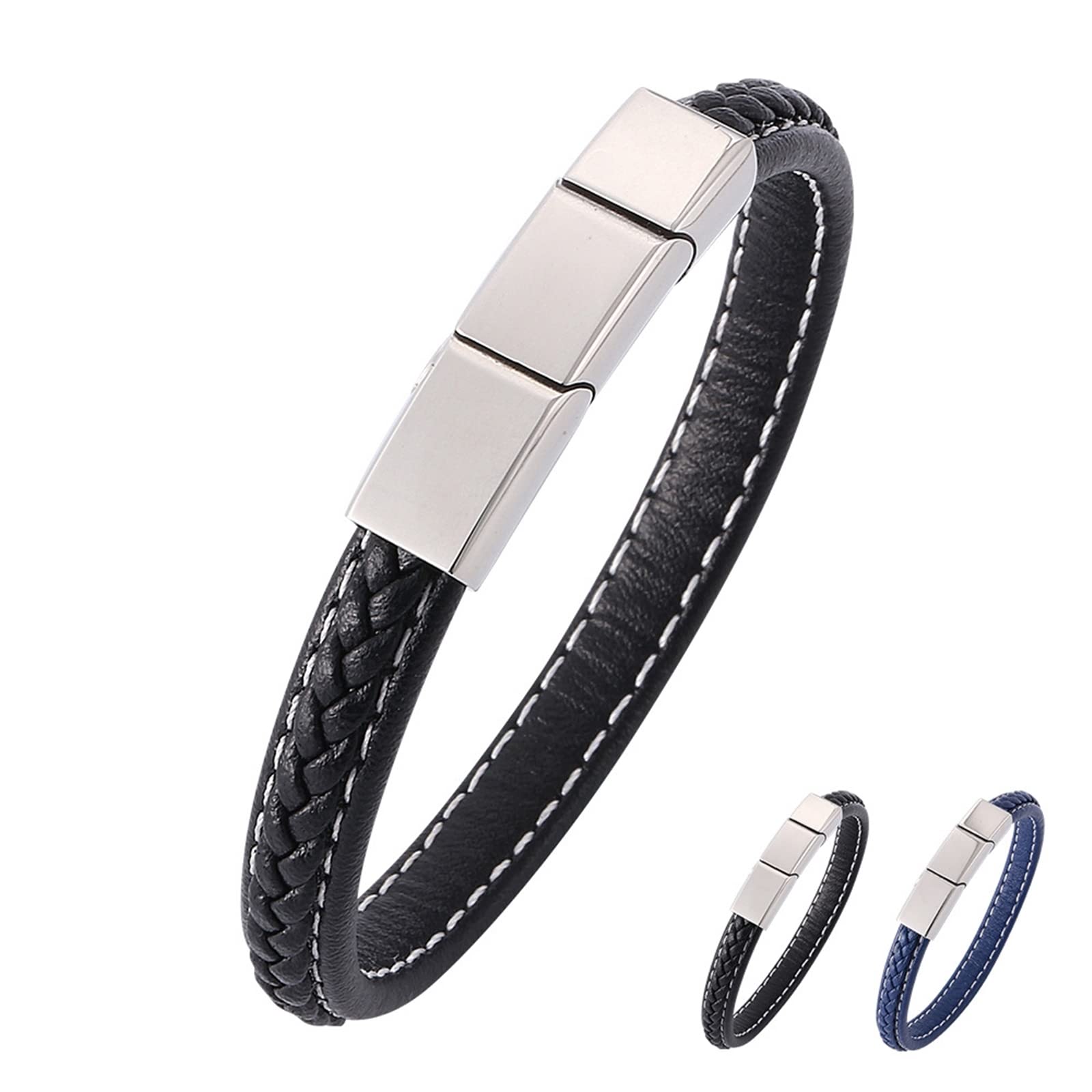 Herren Gliederarmbänder Edelstahl Silber Uhrenarmband Kettenarmband 20,5 cm Silber