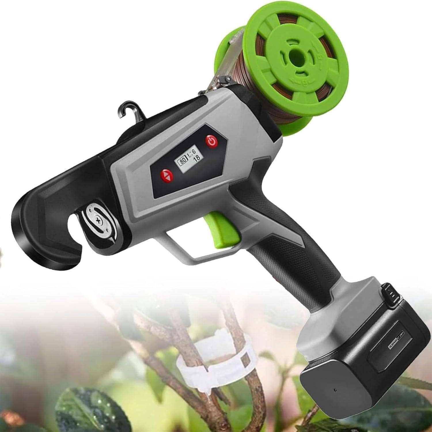 Oiyeknrd Plant Vine Tying Tool, Electric Branch Binding Machine, Plant Vine Tying Machine, Cordless Garden Vineyard Binding Tape Machine with Tightness Adjustable, 25mm Binding Diameter for Vegetable