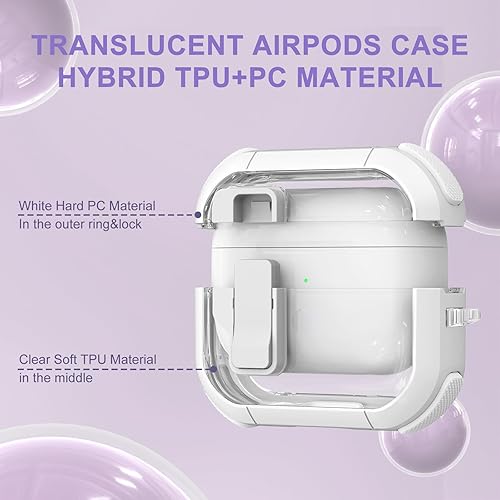 Miniatura 6 de Funda transparente para AirPods Pro de 21 generación, funda de bloqueo seguro para Apple Airpod Pro 2 y 1 Gen con correa de silicona para la muñeca,