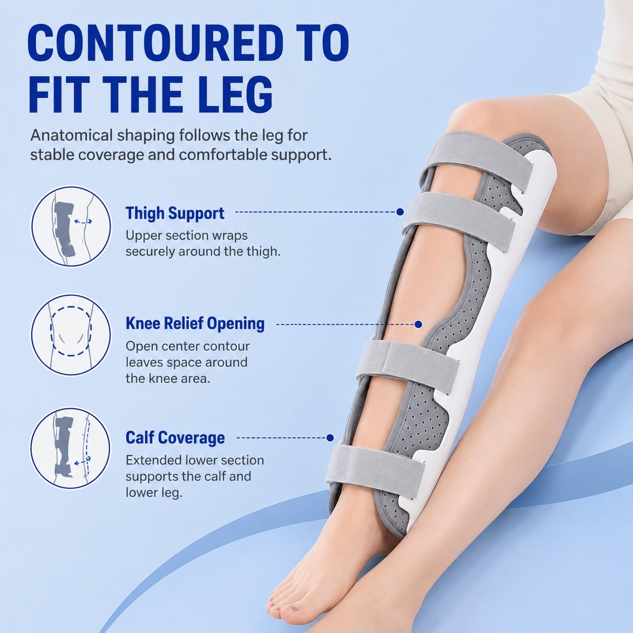 Genérico Inmovilizador de Rodilla Mujeres y Hombres, estabilizador de Pierna Ajustable para recuperación postoperatoria, Rotura de ligamento Cruzado Anterior (LCA), lesión de menisco (LCM),