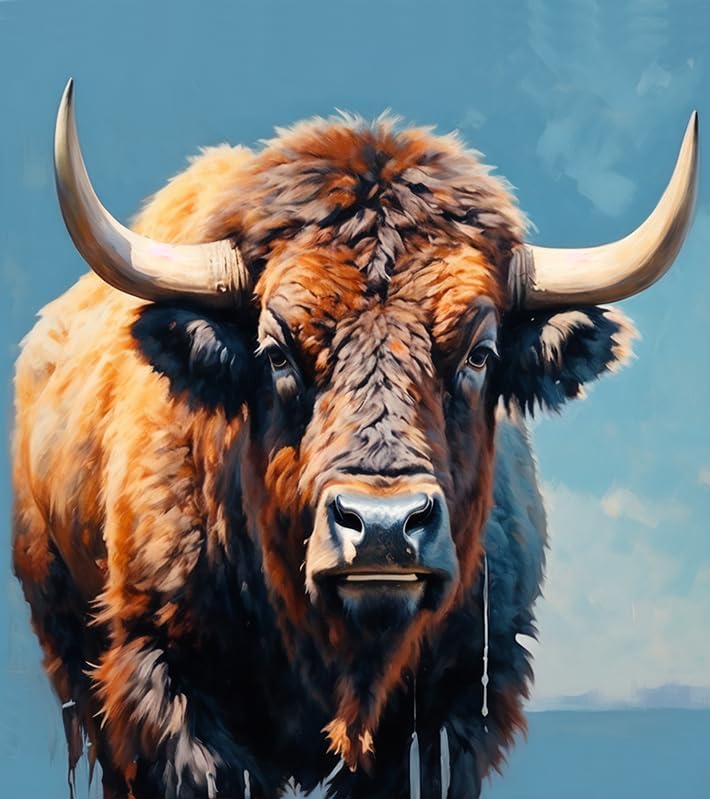 ZMHZMY Paint by Numbers for Adults Animal Bison Painting by Number for Adults DIY Digital Painting for Beginners Wall Decor Drawing Art Decor,40x50cm
