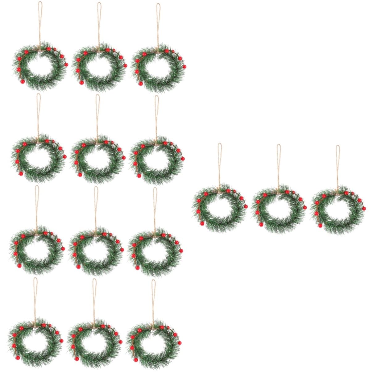 Cabilock 5 Sätze Weihnachtskranz Weihnachtstannenzweige Gefälschte Perlen Girlanden Weihnachtsdeko Künstliche Weihnachtsgirlande Kranz Anhänger Dekorativer Kranz PVC Green 3 Stück * 5