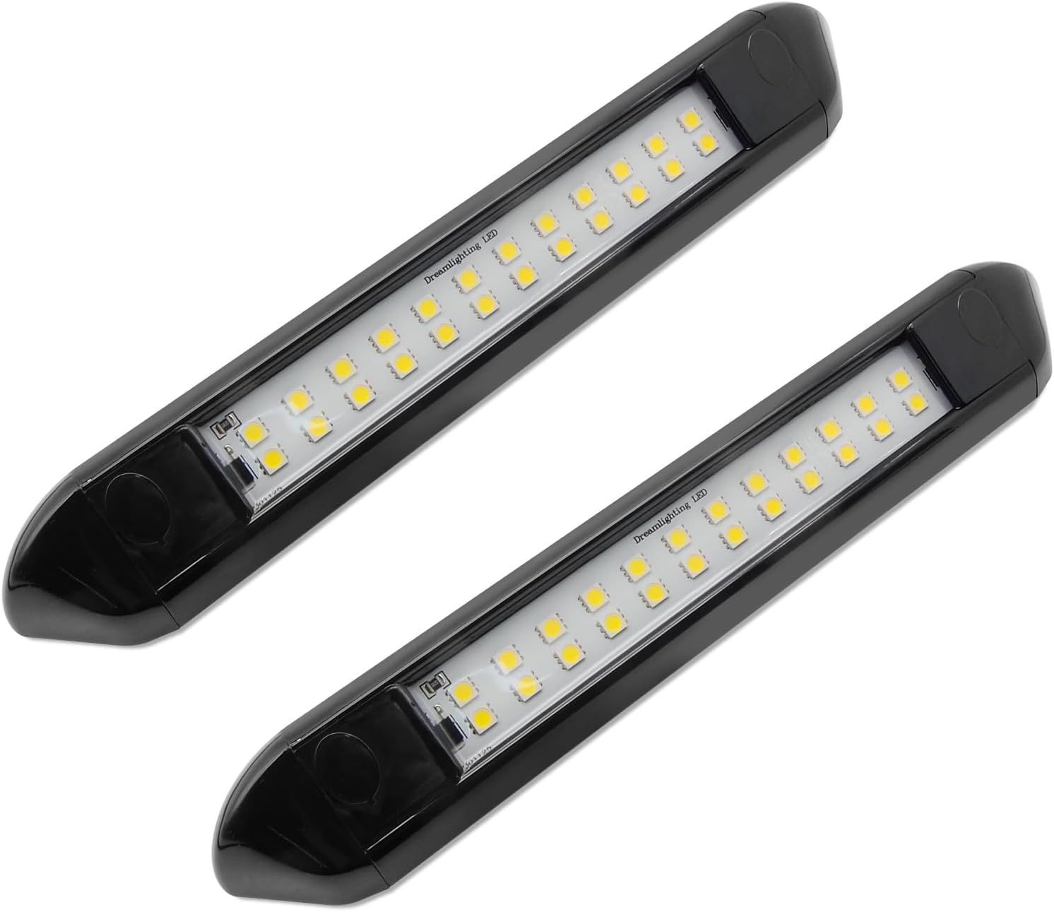 Dream Lighting 12 Volt Auto Waterproof Awning Lights/Cool White RV Exterior LED Lighting for Marine Boat Camper Trailer and Motorhome 9.84 inch Black Shell Pack of 2