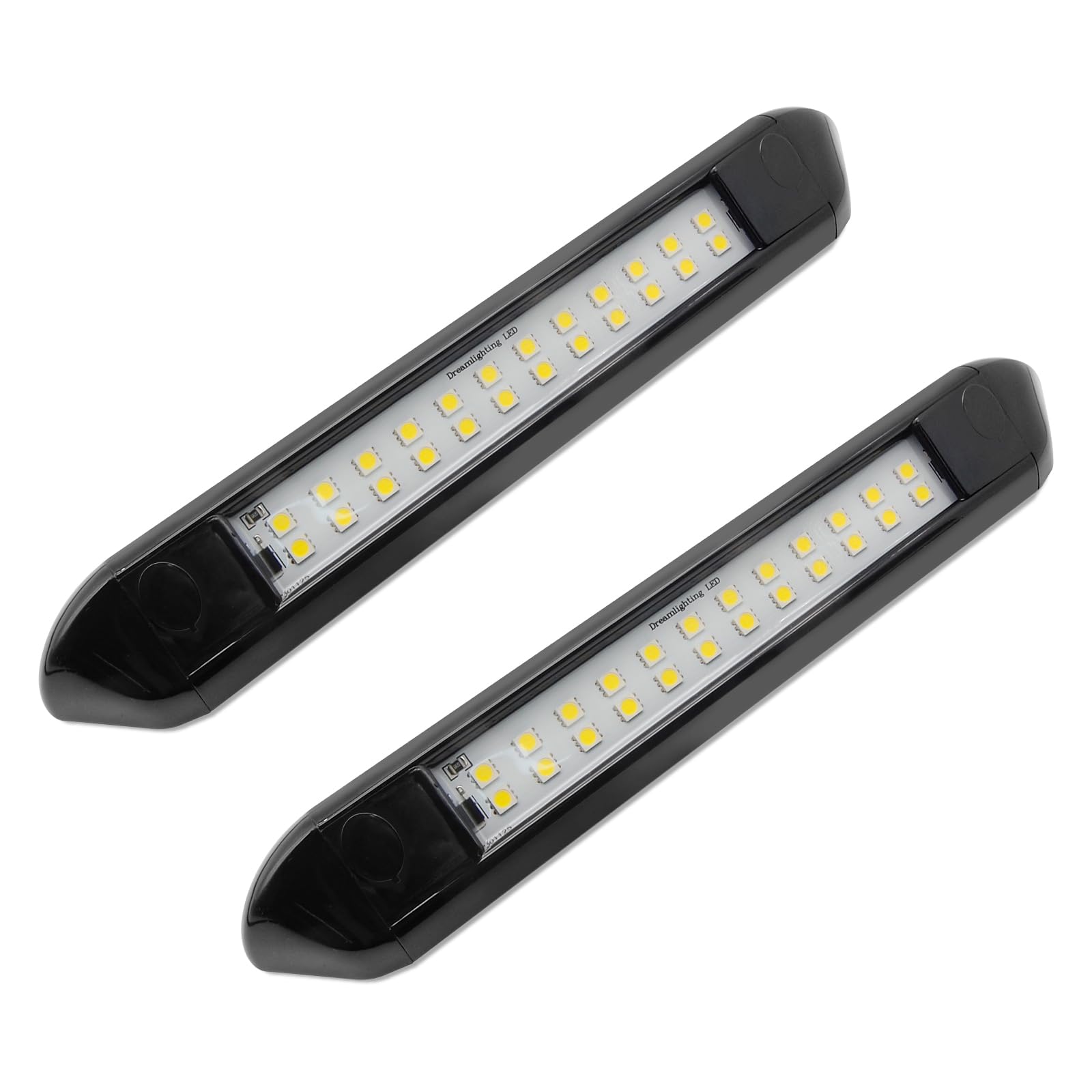 Dream Lighting 12 Volt Auto Waterproof Awning Lights/Cool White RV Exterior LED Lighting for Marine Boat Camper Trailer and Motorhome 9.84 inch Black Shell Pack of 2