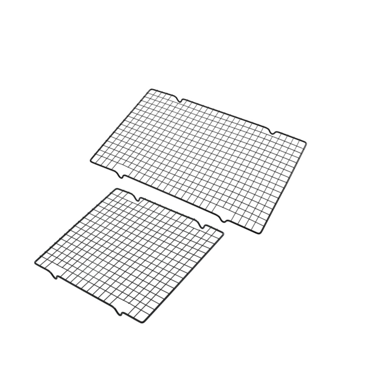 MAGICLULU 2stücke Kohlenstoffstahl Kühlgitter Backgitter für Kuchen und Gebäck Antihaftbeschichtet Robust und Langlebig für Küche