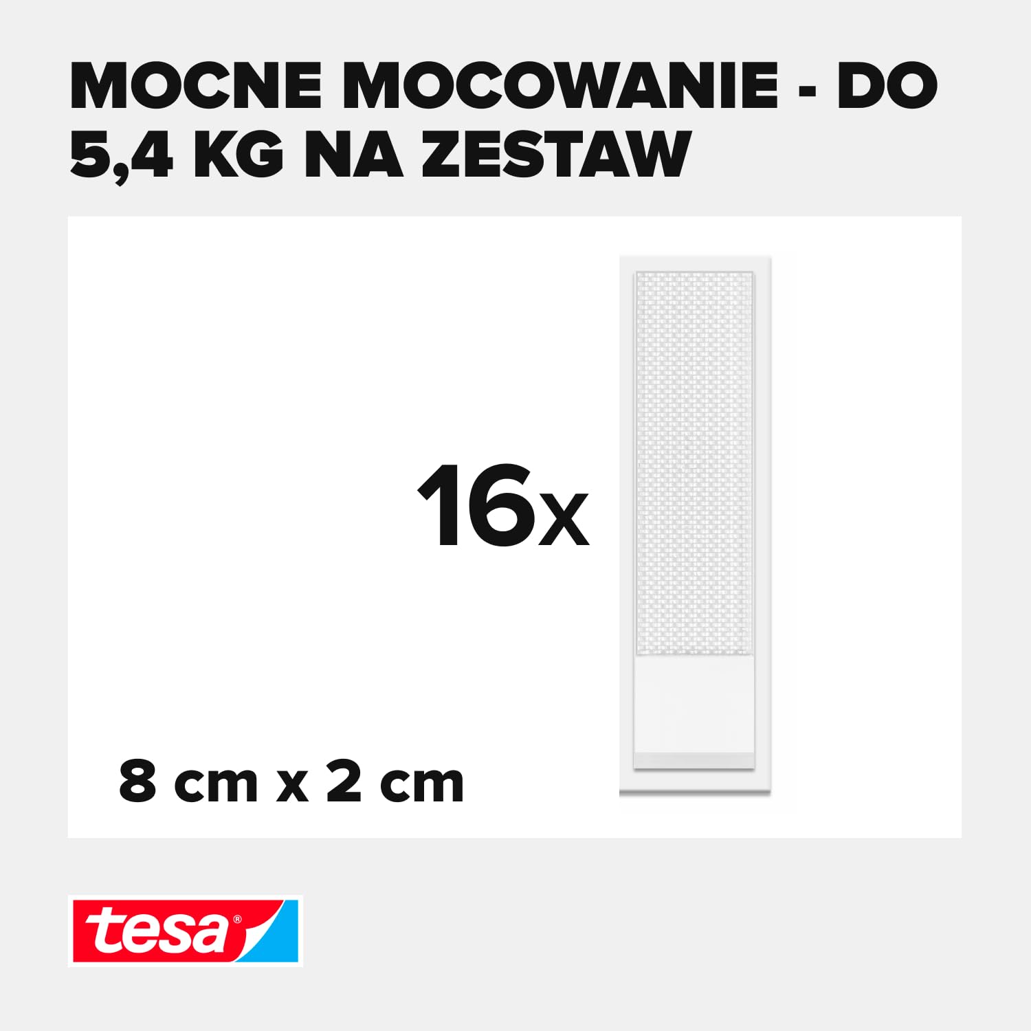 tesa Powerstrips CLICK samoprzylepne paski do mocowania i odklejania ramek na zdjęcia i dekoracji ścian, bez wiercenia, paski samoprzylepne z systemem zatrzaskowym ON & OFF, średnie, 16 x 2 sztuki