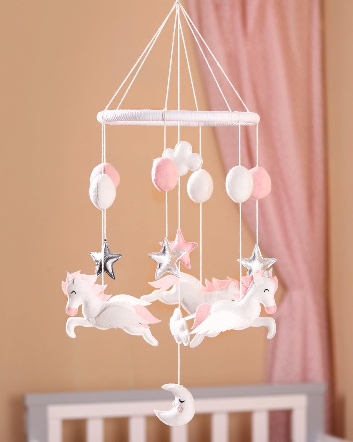 Lullaby Unicorn Cot Mobile| Crib Hanging Animal Nursery Decoration | Moving Toy for Babies |Develops Visual Senses & Motor Skills | Baby Bed Mobile for Boy/Girl | Baby Birthday Gift (Unicorn)