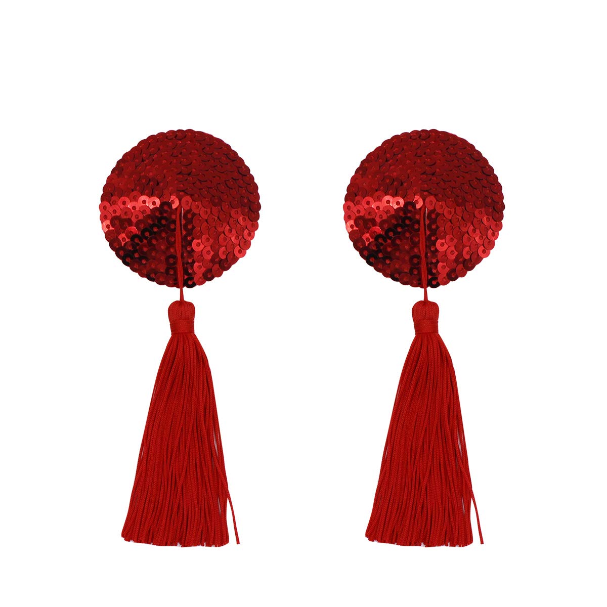 LEOMOSTEReusable Silicone Sequin Adhesive Nipple Cover Pasties Shiny Bra Sticker Covers Pads with Tassels
