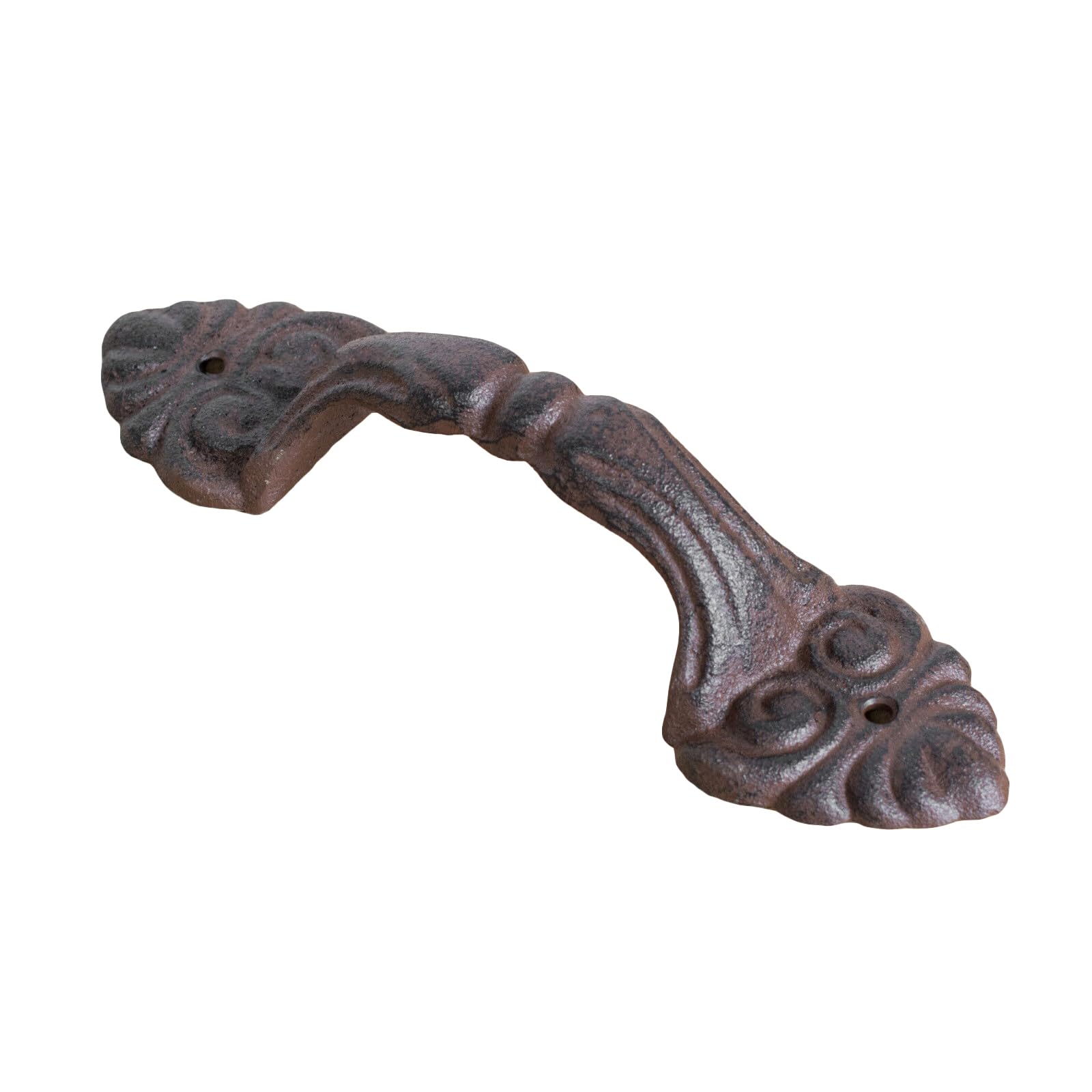 Darthome Brown Cast Iron Door Handles Antique 23Cm Country Style Long Garden Gate Pull Decorative Gate Shed Decor (Short Curved Handle)