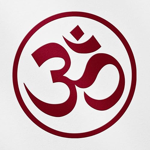 Calcomanías transparentes de yoga Om Aum (borgoña), calcomanías de vinilo impermeables de alta calidad para laptop, accesorio de teléfono, casco