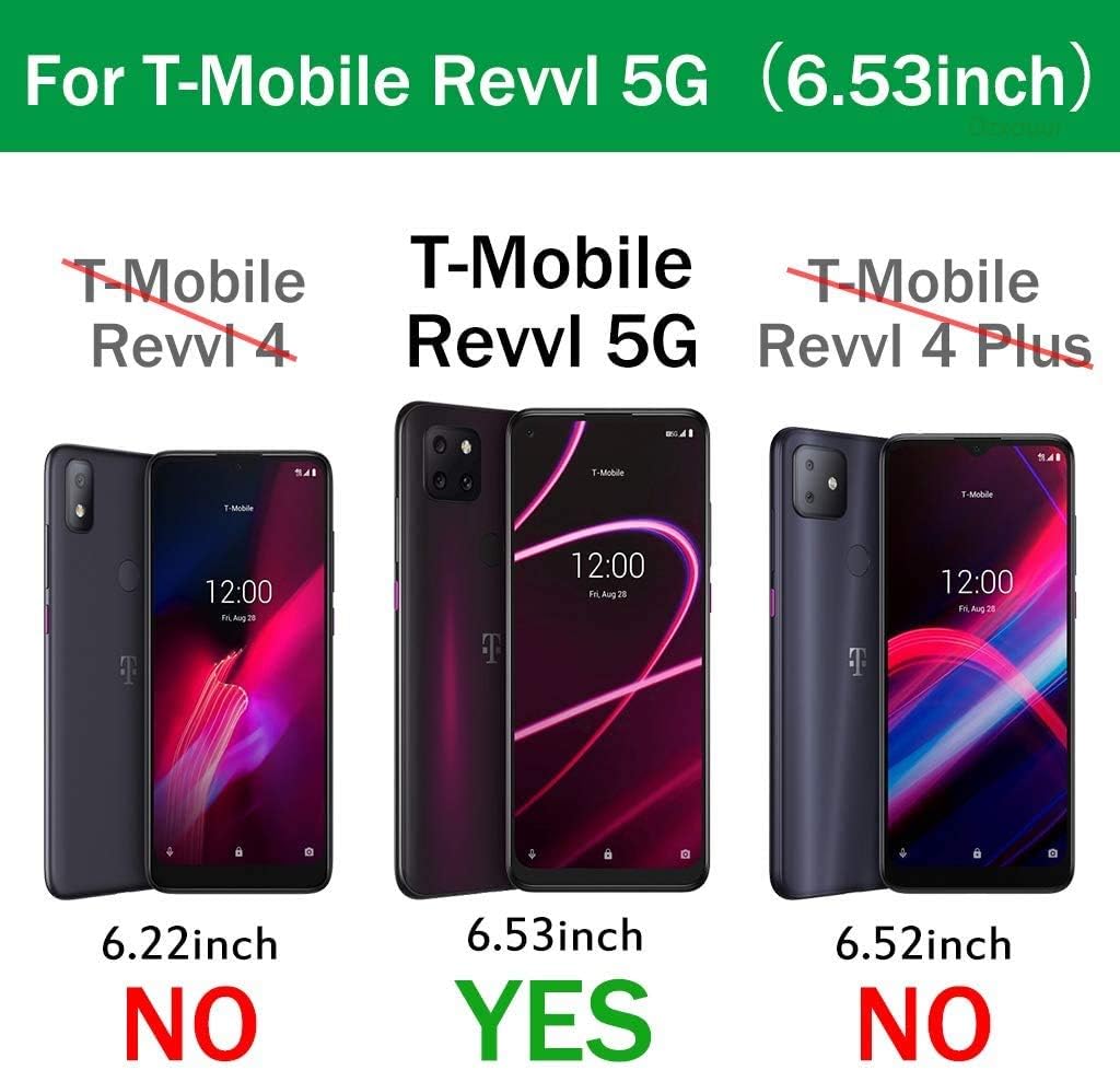 E-Began T-Mobile REVVL 5G Case with Tempered Glass Screen Protector, Belt Clip Holster, Kickstand Heavy Duty Armor Defender Shockproof Rugged Phone Case -Black