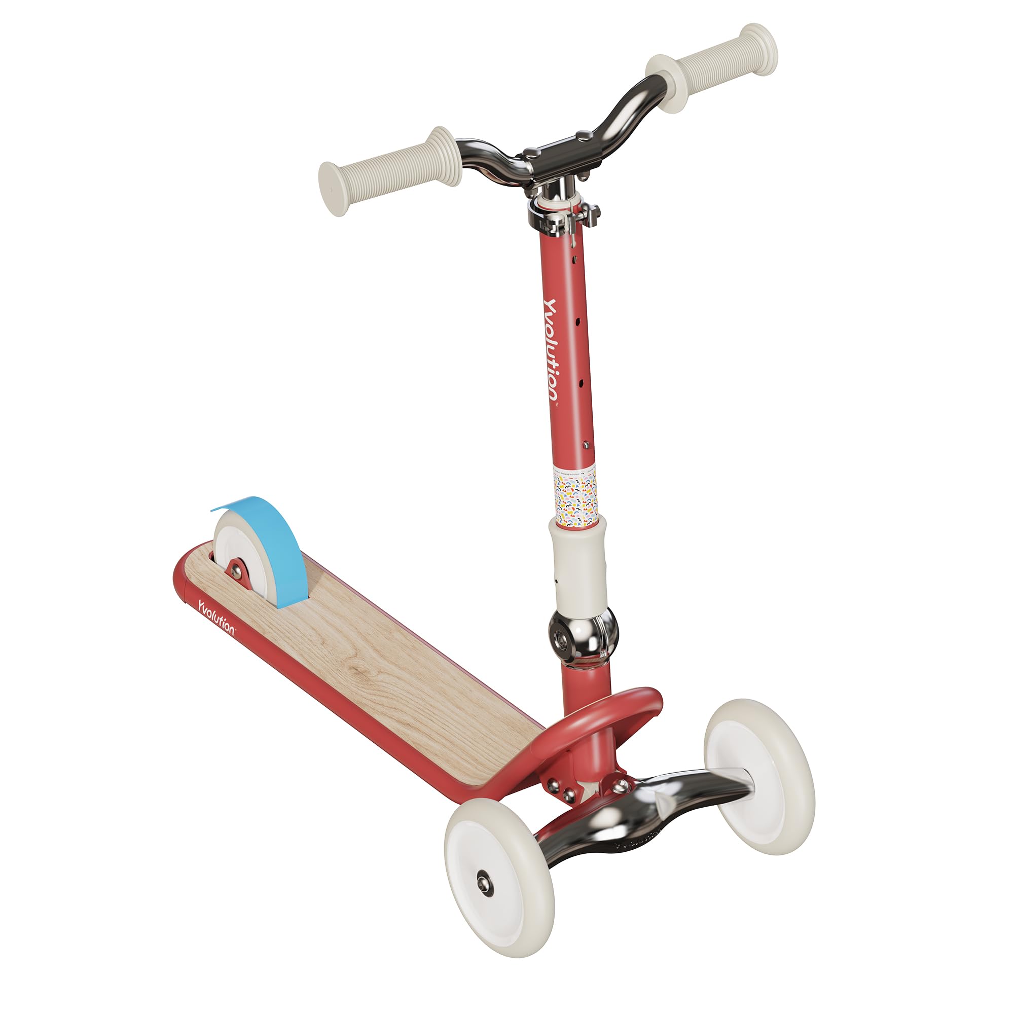 Yvolution Y Glider Classic 3-Wheel Kick Scooter for Kids – Lean-to-Steer, Adjustable Handlebar, Foldable Design – Ages 3-8, Max Weight 110lbs, Red