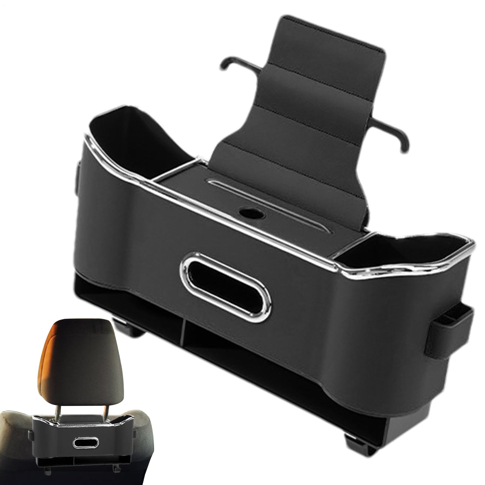 Generisch Organizador de asiento trasero de coche, organizador de asiento | trasero de coche, organizador de 2 ganchos, de piel sintética, para viajes por carretera