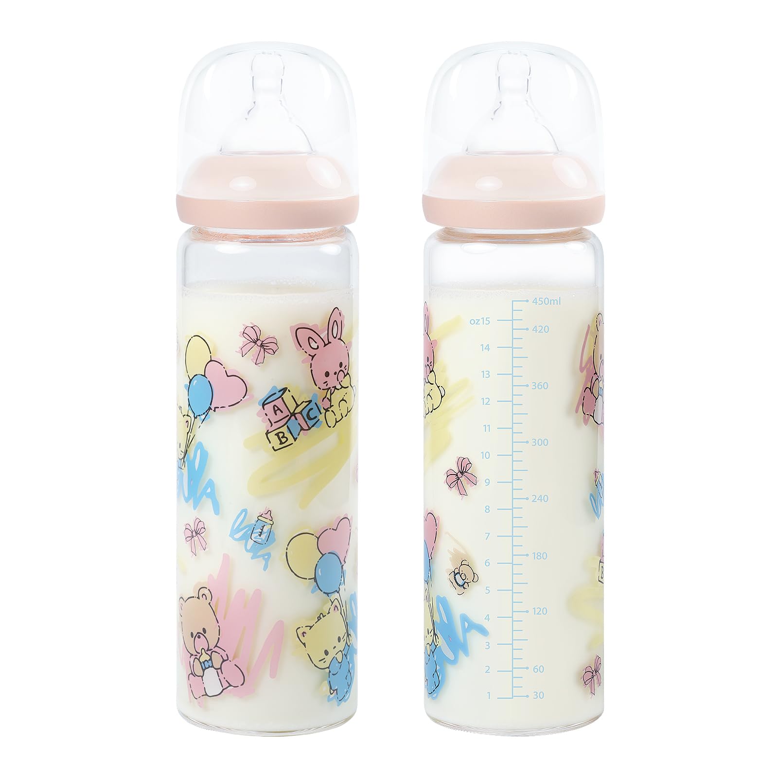 LittleForBig Adult Glass Feeding Bottle Ultra Printed Specialty Oversized Baby Cuties Pattern
