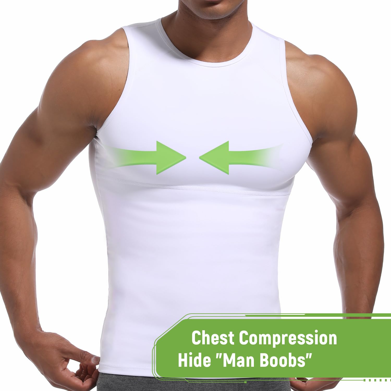 Lgtfy 4D Herren-Kompressionsshirt, figurformende Weste, Gynäkomastie-Unterhemd, Bauchkontrolle, Rückenstütze, Tanktop