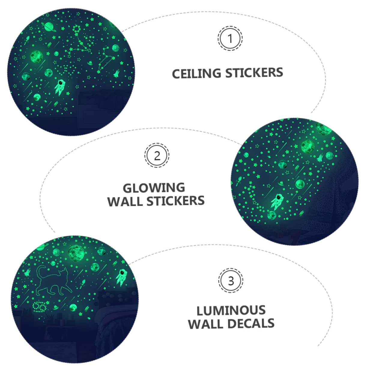 Toyvian 12blätter Glow in The Dark Wandaufkleber Wandtattoos Für Kinderzimmer Teiliges Wasserfest Für Und Deckenverzierung Nachtlicht Für Schlafzimmer Und Spielzimmer
