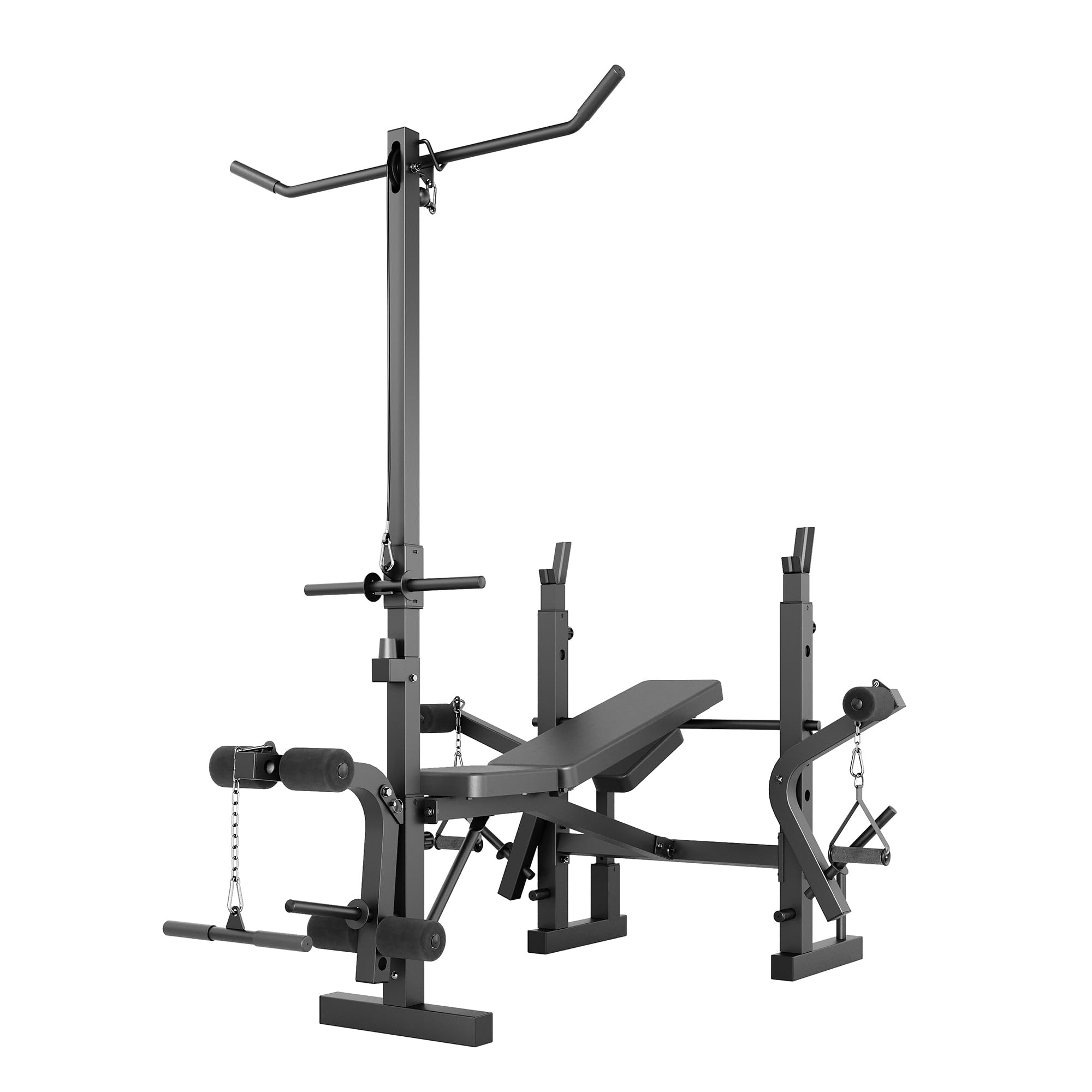Zstar 7-in-1 Hantelbank Set für Krafttraining – Verstellbare und klappbare Trainingsbank mit Squat Rack, Beinstrecker, Curlpult, Lat-Zug – Flach- & Schrägbank für Gewichtheben im Home Gym