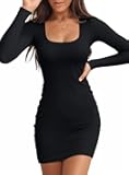 Valiamcep Womens Summer Dresses Square Neck Short Sleeve Ribbed Knit Slim Fitted Basic Bodycon Mini Pencil Dress