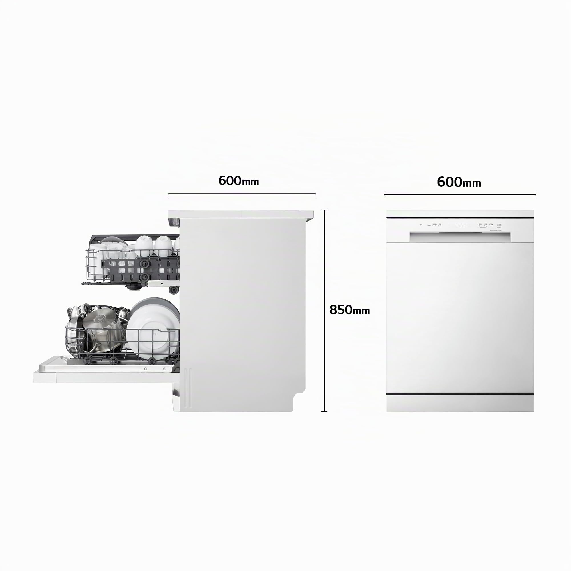 LG DF142FW - Lavavajillas con función QuadWashTM, Sistema EasyRack, LED Táctil, Eficiencia D, Blanco